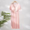 V-Neck Nursing Dress with Insertable Cups for Breastfeeding - Fashionable Postpartum Pajamas