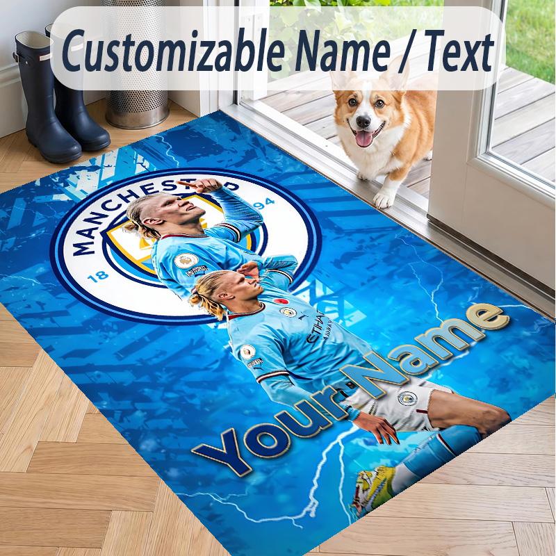 Custom Text Printed Rug Erling Haaland Non Slip Floor Carpet For Home Room Decor