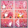 9 Sheets Valentines Day Window Stickers Cartoon Gnome I Love U Heart Shape Glass Stickers Decals Wedding Party Home Decoration