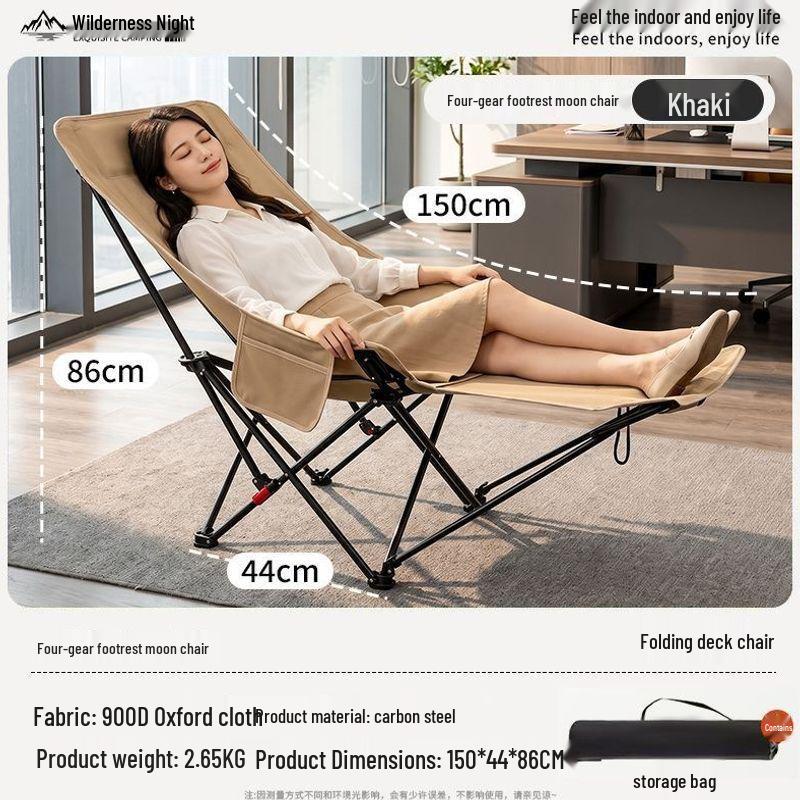 Portable Padded Folding Lounger with Footrest: Reclining Camping Chair for Outdoors