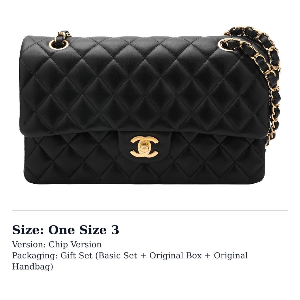 Chanel Classic Flap CF Lambskin And Gold Metal Flap Bag, Crossbody Bag, Shoulder Bag Women's Black A01112-Y01295-94305