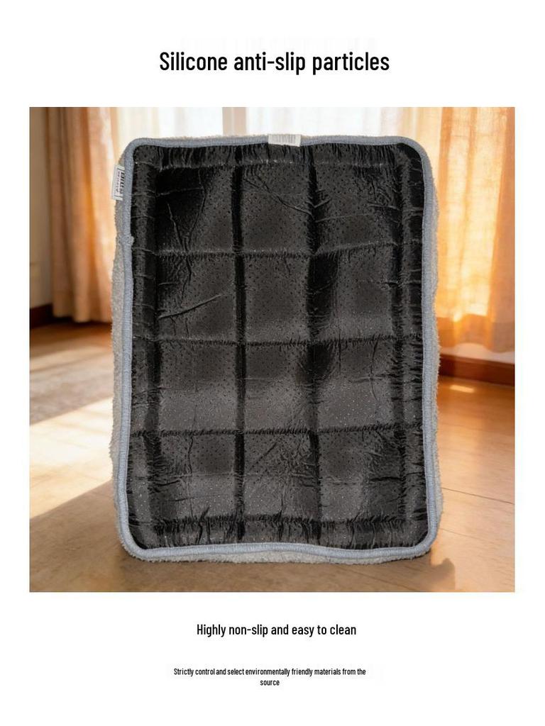 Non-Slip Cotton Velvet Pet Nest for Medium & Small Dogs - Scratch-Resistant Square Mat for Spring & Autumn