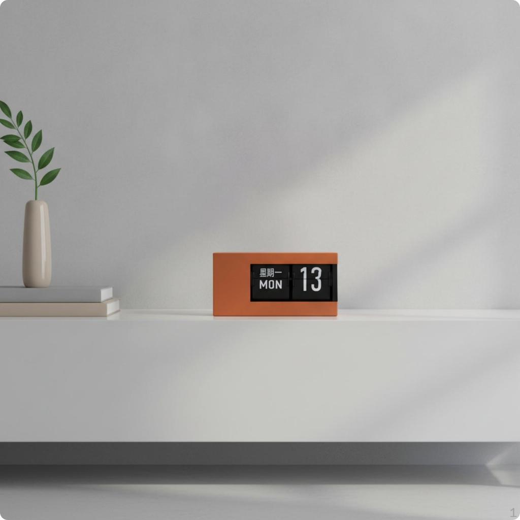 Easy to Read Flip Clock with Calendar | Compact Tabletop Design, Minimalist Decorative