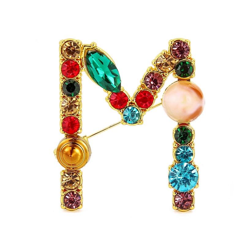 1PC 26 Letters Colorful Jewelry Gifts for Women Alphabet Brooch A-Z Rhinestone Letter Pin