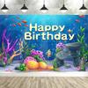 Under The Sea Ocean Animal Birthday Banner – Dolphin & Shark Decor, Perfect For Kids' Party & Baby Shower Background-Tapestry