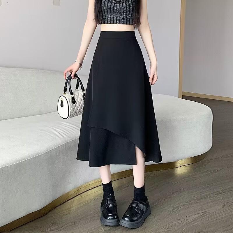 

Женская миди-юбка А-силуэта с завышенной талией и эффектом похудения - Универсальная мода Осень/Зима 2023 Extra Large XXXL чёрный