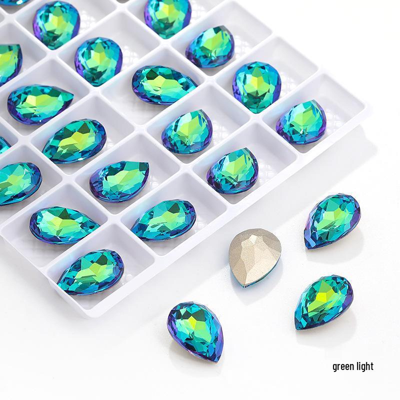 High-Grade K9 Teardrop Rhinestone DIY Jewelry Accessory - Silver-Plated Base with Irregular Crystal Glass Drill, Pointed Bottom