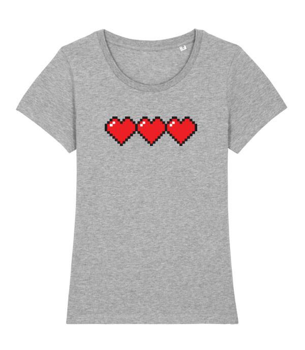 3 Pixel Hearts Retro Gaming Life Bar Videogame Unisexs Fit TShirt