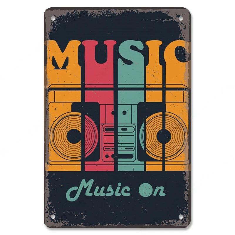 Vintage Music Posters Metal Tin Signs Retro Metal Plate Music CD Radio Guitar Singer Bar Club Wall Decor Living Room