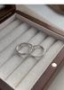 S999 Sterling Silver Minimalist Diamond Shape Adjustable Couple Ring Set - Light Luxury Pure Silver Band