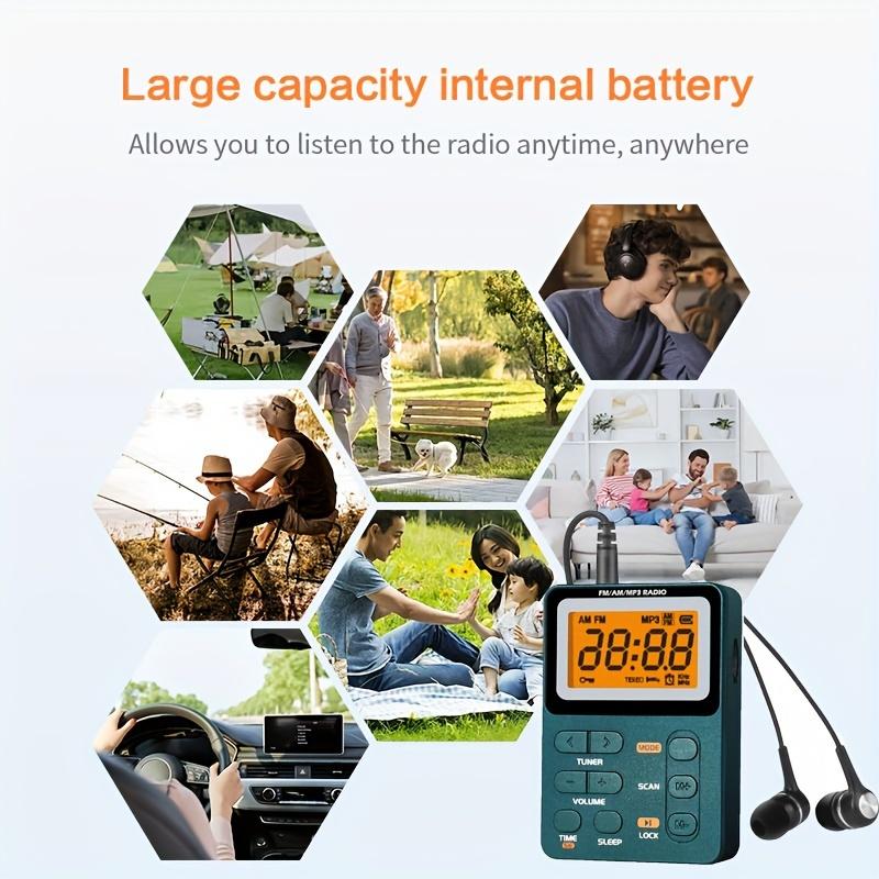 Portable Headphone Radio - Personal Radios with Multifunctional FM/AM/MP3, TYPE-C Interfac