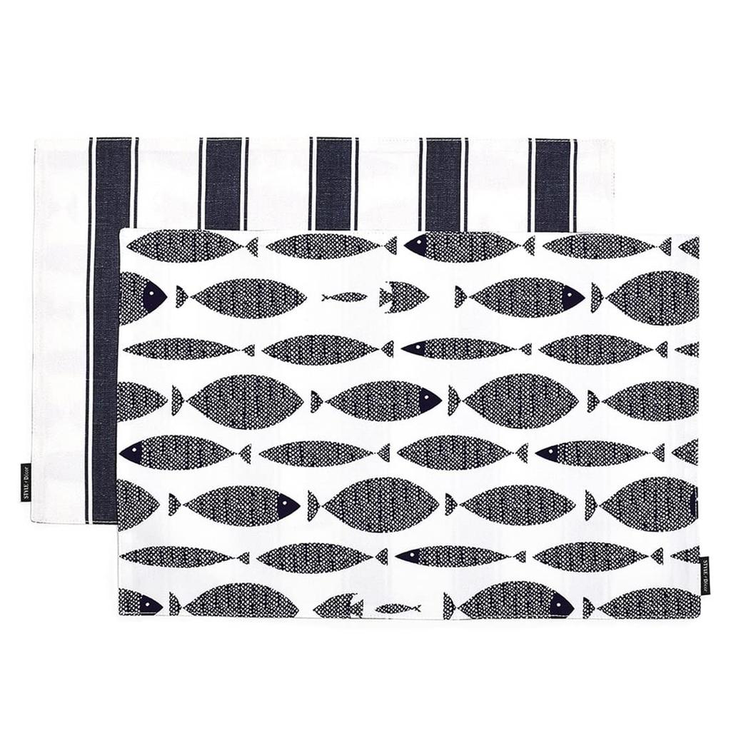 STIL Dekoration Set mit 2 wendbaren Baumwolle x Blaufisch Mittlere Platzsets, 100% (30cm 45cm), Design, W3100500,