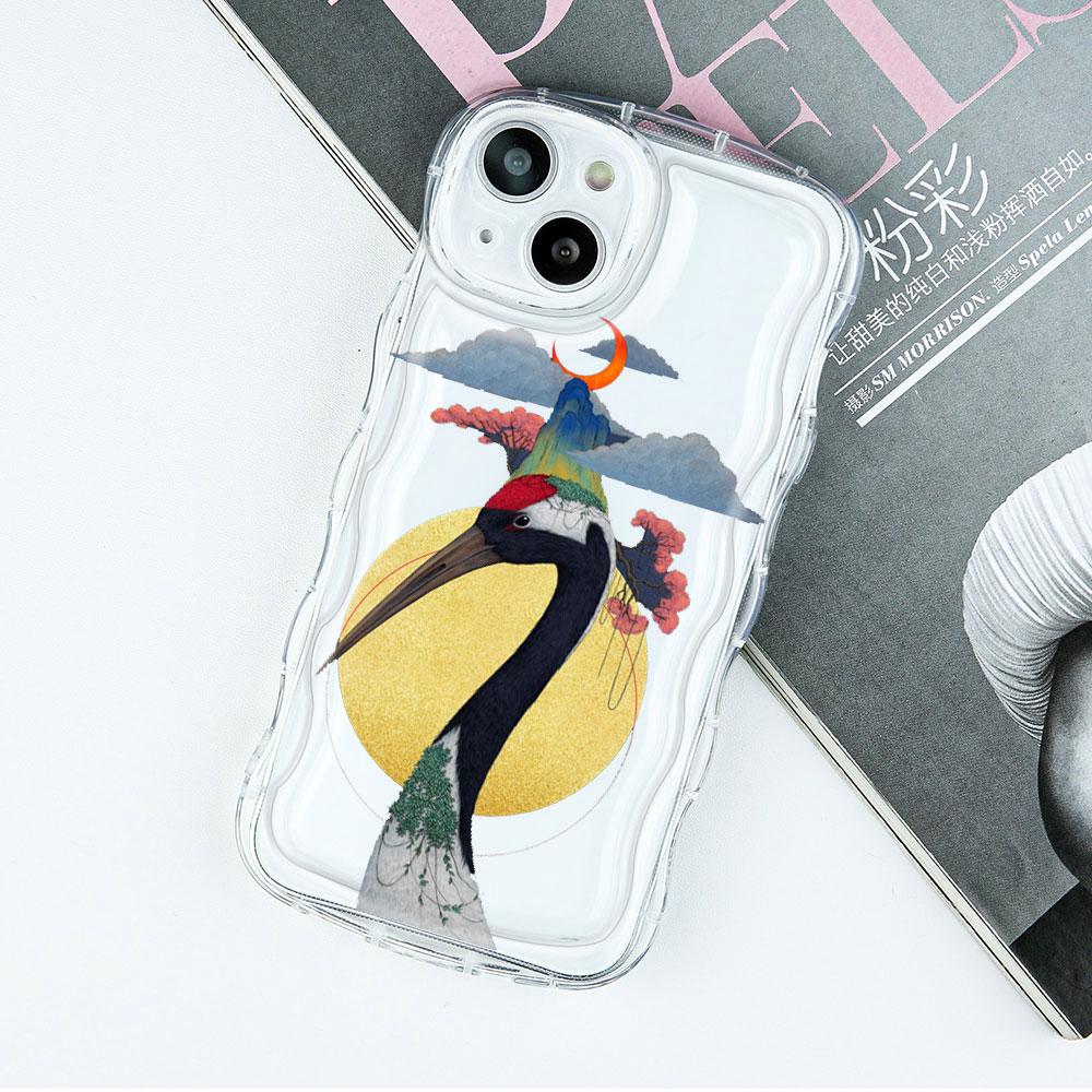 Crane Wave Chinese Style Phone Cases for IPhone 11 12 14 13 Pro Max Shell for IPhone 8 7 Plus SE20 XR XS MAX X Shockproof Covers