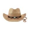 Big brim curled straw hat women's summer seaside vacation sunscreen sunshade beach hat ethnic style western cowboy hat men