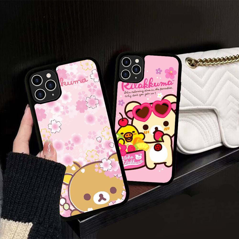 Anime Cute Cartoon Rilakkuma Movie For IPhone 17 16 15 14 13 12 11 Mini Pro Max Plus PC+TPU Back Phone Cover
