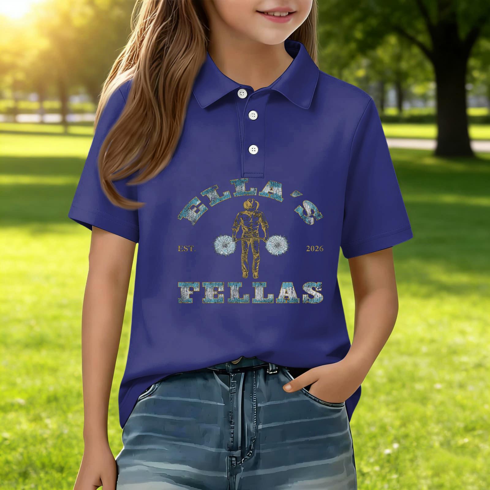 

Kids Casual Short Sleeve Polo Shirt Graphic Print Cotton Blend Comfortable Fit Lightweight Top for Everyday Wear 150 тёмно-синий