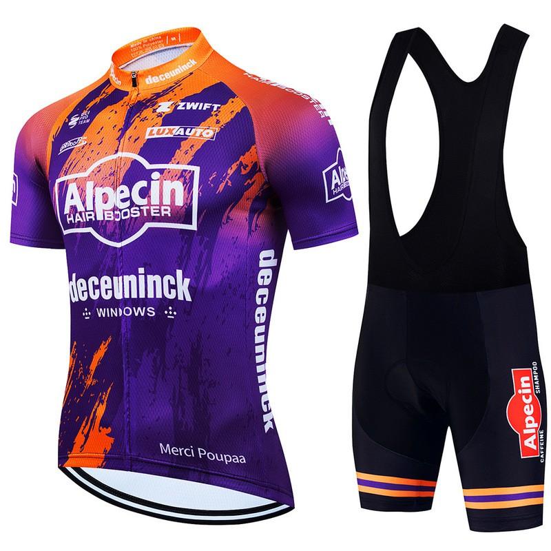 Alpecin Cycling Jersey Bib Shorts Set Men Women Quick Dry Bike Riding Outfit Performance Wear