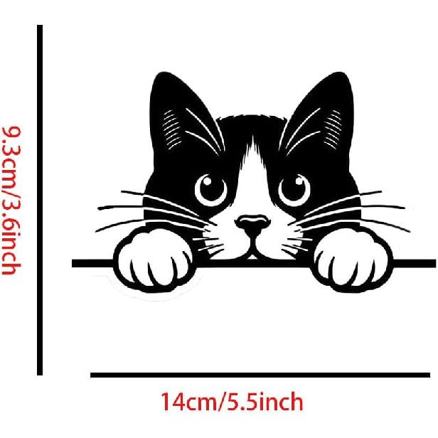 Peeking Cat Car Stickers Car Window Decals, Waterproof Removable Vinyl Black White Animal Decals for Cars Motorcycles Laptops, Funny Pet Design,