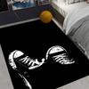 Black and White Sneaker Graphic Area Rug for Boys Bedroom Teen Room Sports Decor Non Slip Floor Mat with Basketball Design