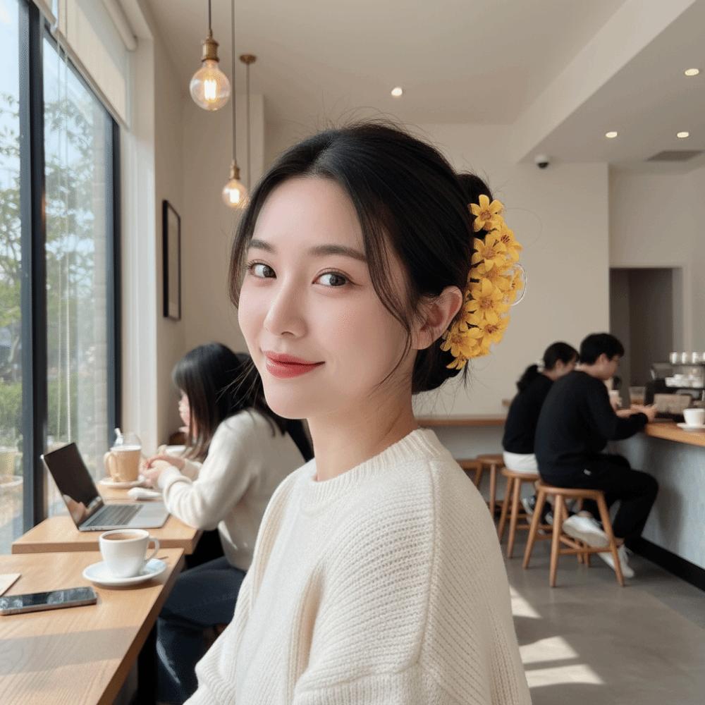 Delicate Beach Floral Hair Claw Solid color Elegant Hair Clip Vacation Style Shark Clip  Seaside