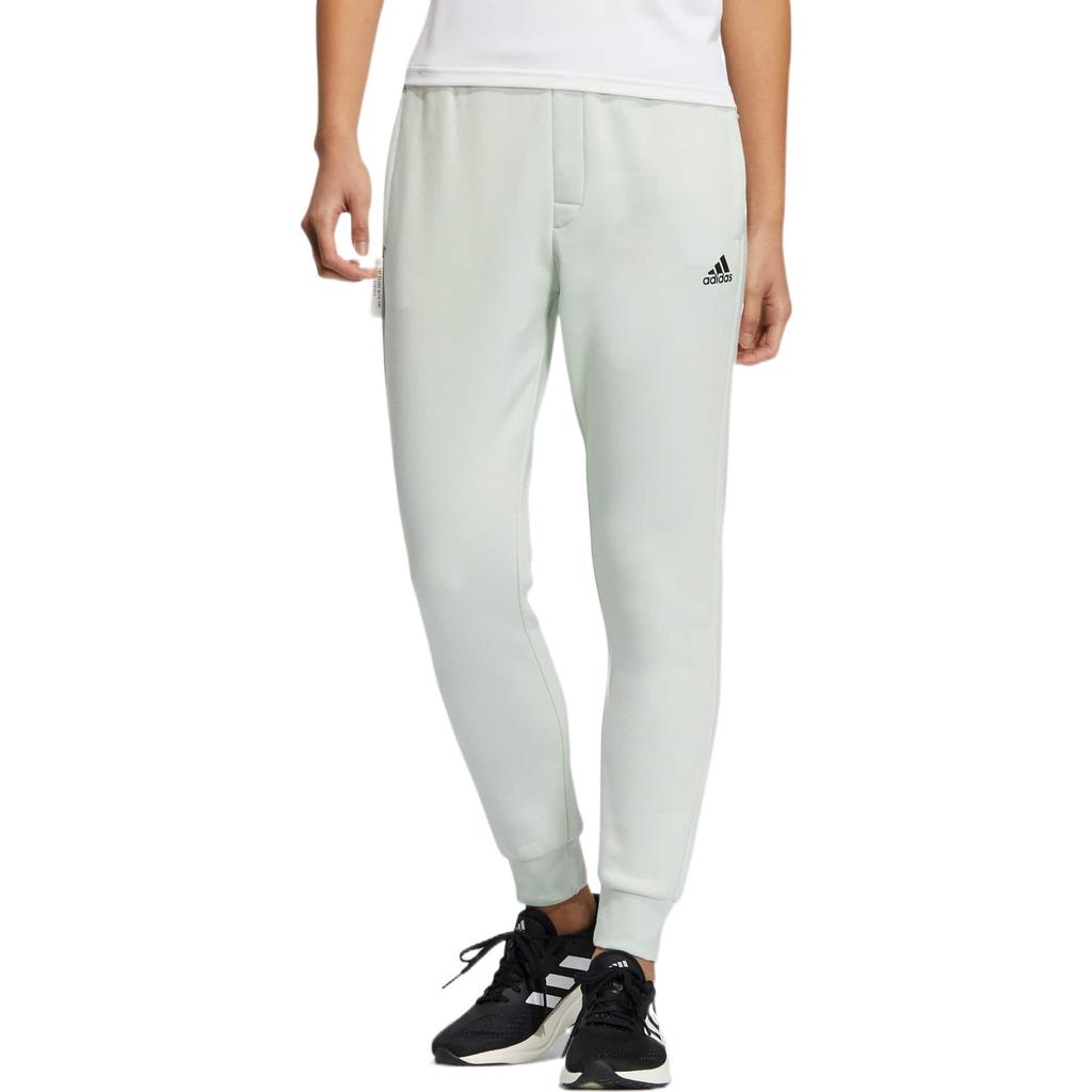 Adidas Solid Color Elastic Waistband Logo Embroidered Jogger Pants Women Bottoms Light-Green IB2750