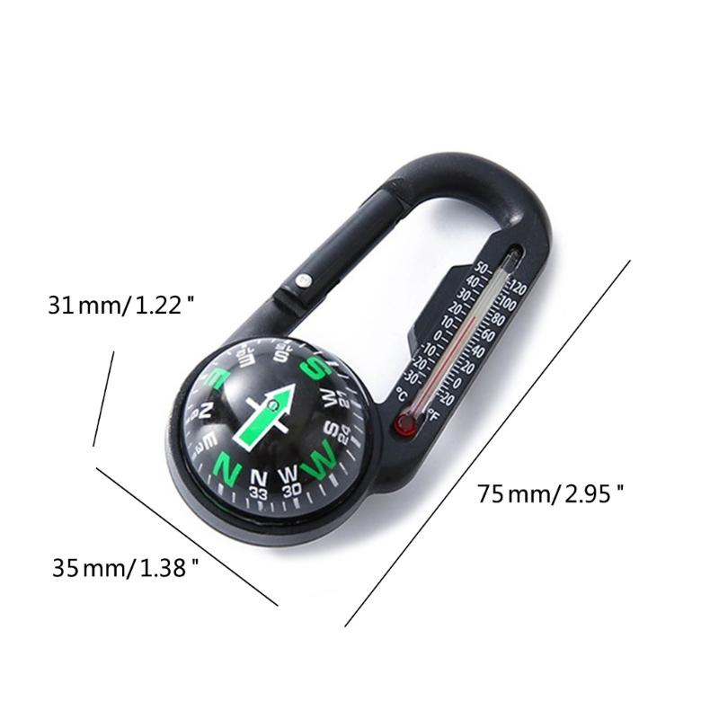 Camp Carabiner Compass and Thermometer Outdoor Navigation Tool Keychains for Outdoor Hiking Camping Survival Tool