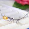 Natural Yellow Crystal Pendant Necklace - S925 Sterling Silver Clavicle Chain for Women