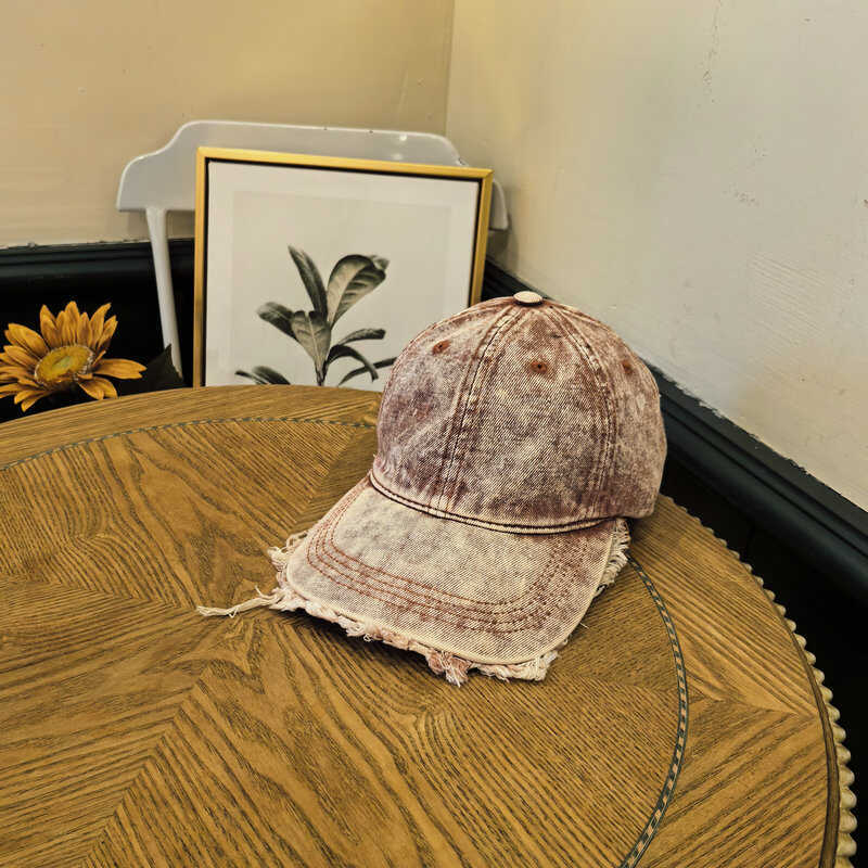 Washed and Broken Tie-dyed Denim Baseball Cap Men's Old Fashion Young Couple Versatile Face Small Casual Cap
