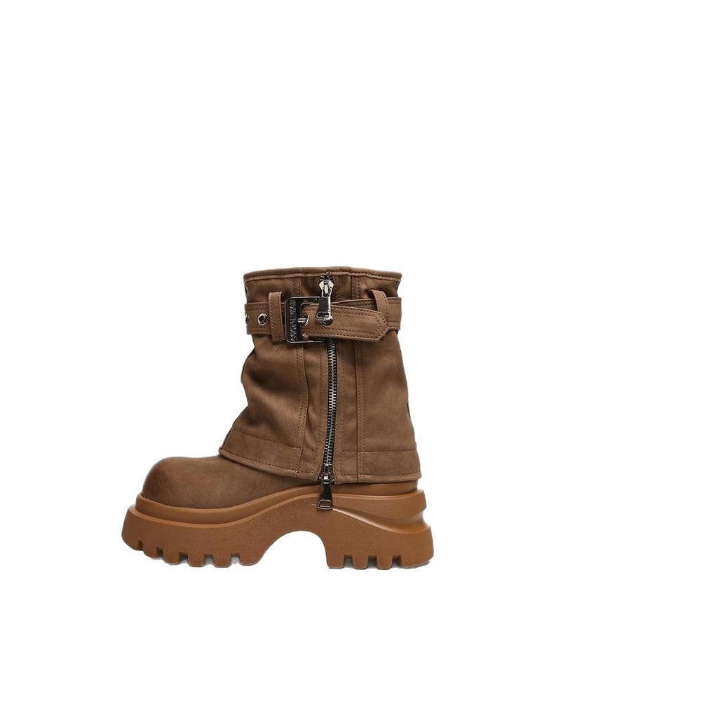 2025 Autumn and Winter New Leather Martin Boots Women's Fashion Versatile Platform Popular Women's Shoes Retro Short Boots Women