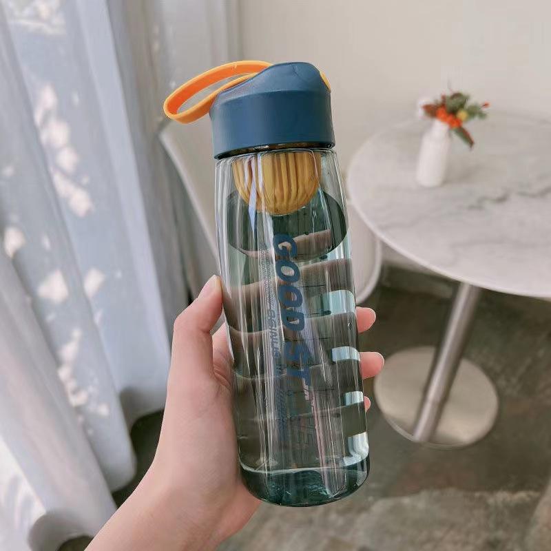 

Large Capacity Plastic Water Bottle with Rope for Outdoor Sports Portable Filter Cup KTY 480ml (logo can be customized) синий