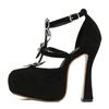 Liyke Spring Autumn Sexy Chunky Platform High Heels Sandals Fashion Crystal Rhinestone Butterfly Strap Women Dress Shoes Pumps