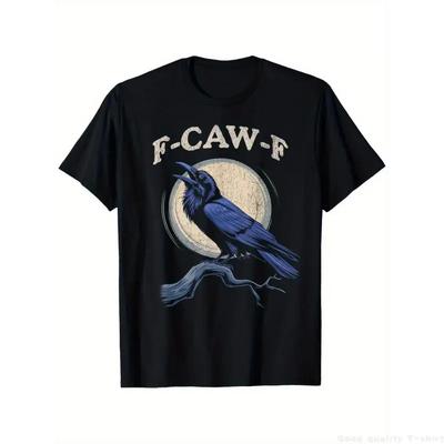 Men's Funny Crow & Raven T-Shirt - F-Caw-F Bird Design, Soft Stretchy Breathable