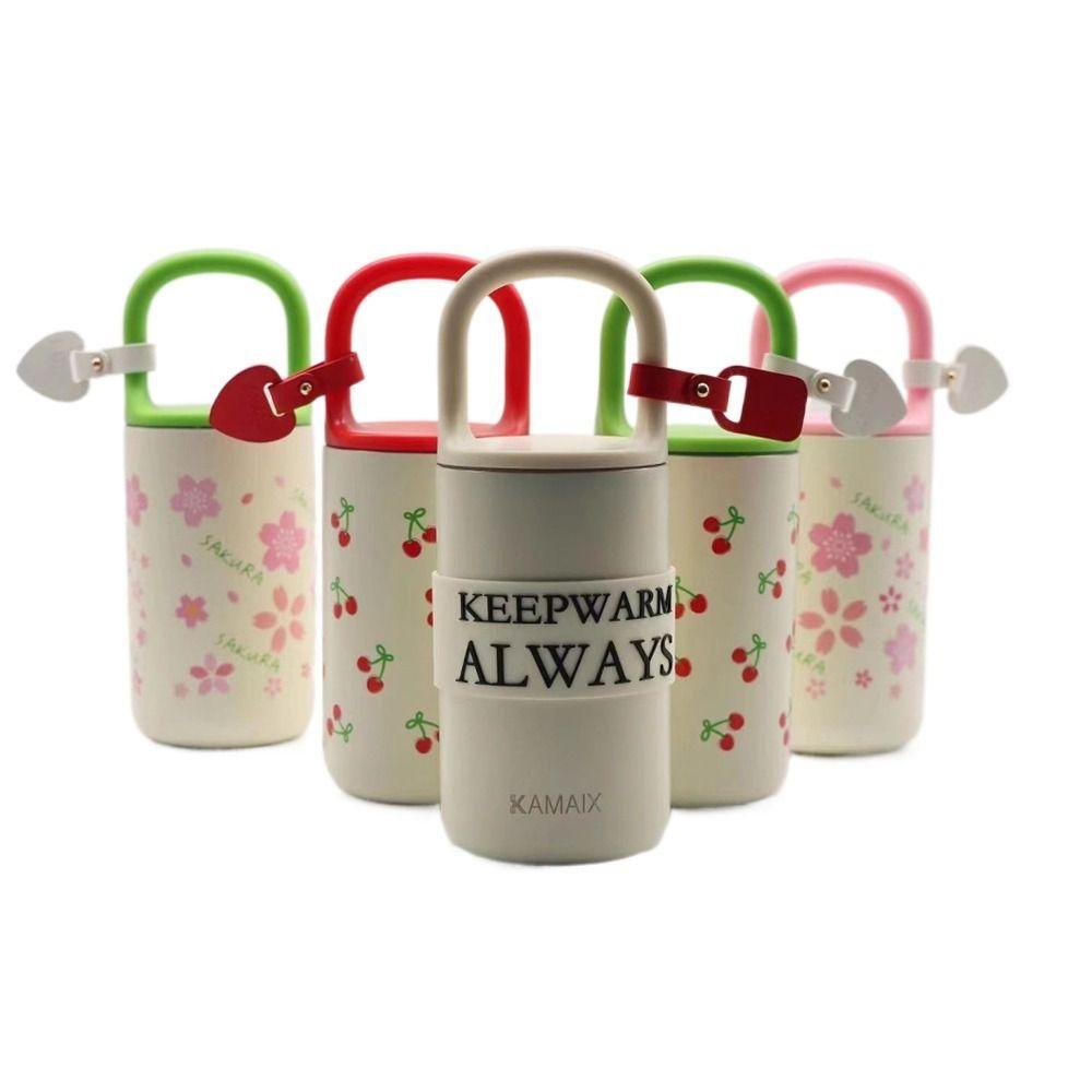 

400ml Insulated Water Bottle Handheld Thermos Portable Water Mug Girls Style B