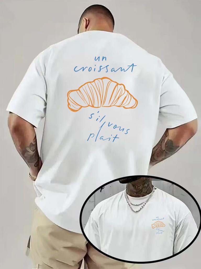 un croissant s'il vous plaît Print T-Shirt for Men's Short Sleeve T shirt Popular Men's and Women's Four Seasons Streetwear gift