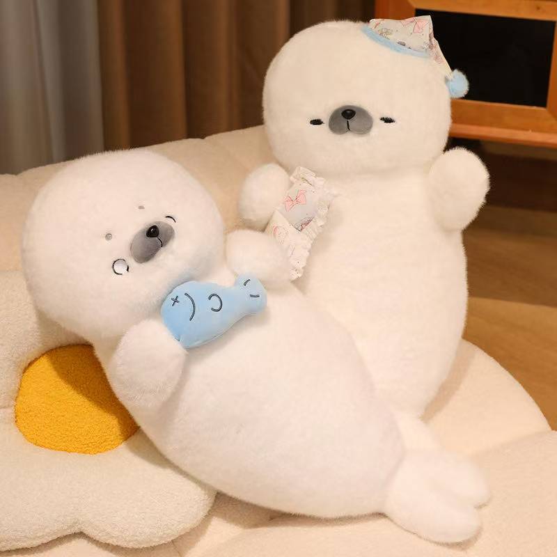 Latest Sleeping Seal Doll Kawaii Stuffed Plush Toy Handmade Doll Cartoon Anime Cute Pillow Children's Birthday Gift Fun Doll