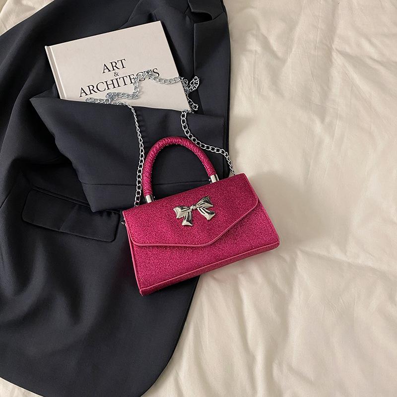 2025 texture foreign style new popular bow fashion casual simple chain single shoulder crossbody small square bag women