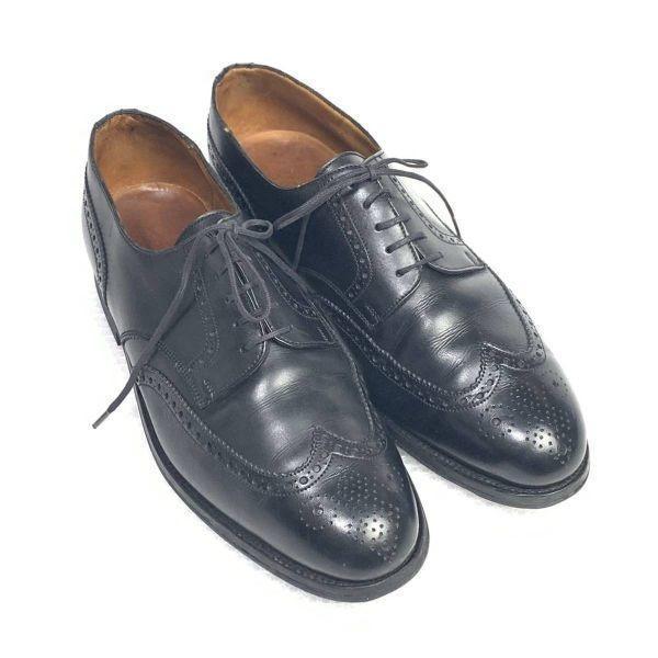 Rare Vintage JM Weston SYLVESTRE VINCENT Size 8D 26.0cm Wingtip Dress Shoes Black(USED)