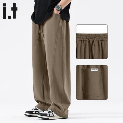:CHOCOOLATEit Herren Fleecegefütterte Straight-Leg Sweatpants