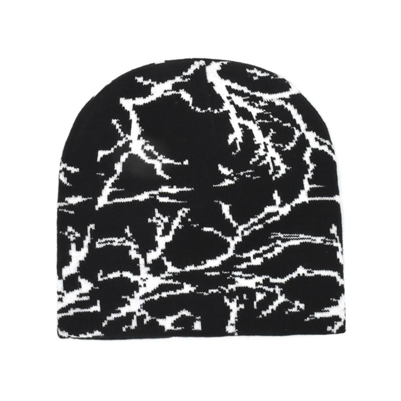 Black White Beanie Marble Hip Hop Unisex Y2k Beanie Hat Slouchy Beanie Hat