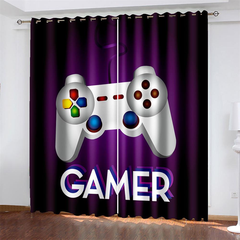 Colorful Game Console  Printed Woven Curtains  Two Independent Curtains on The Left and Right  Blackout Curtains for Bedrooms