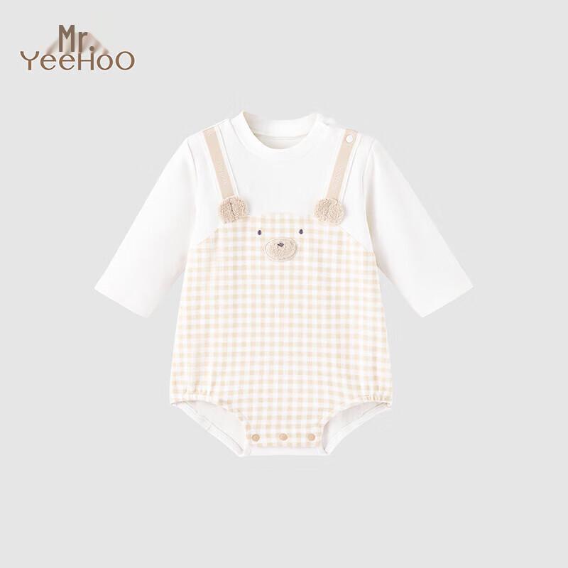 

YEEHOO Unisex Baby Bear Plaid Long Sleeve Romper 80cm