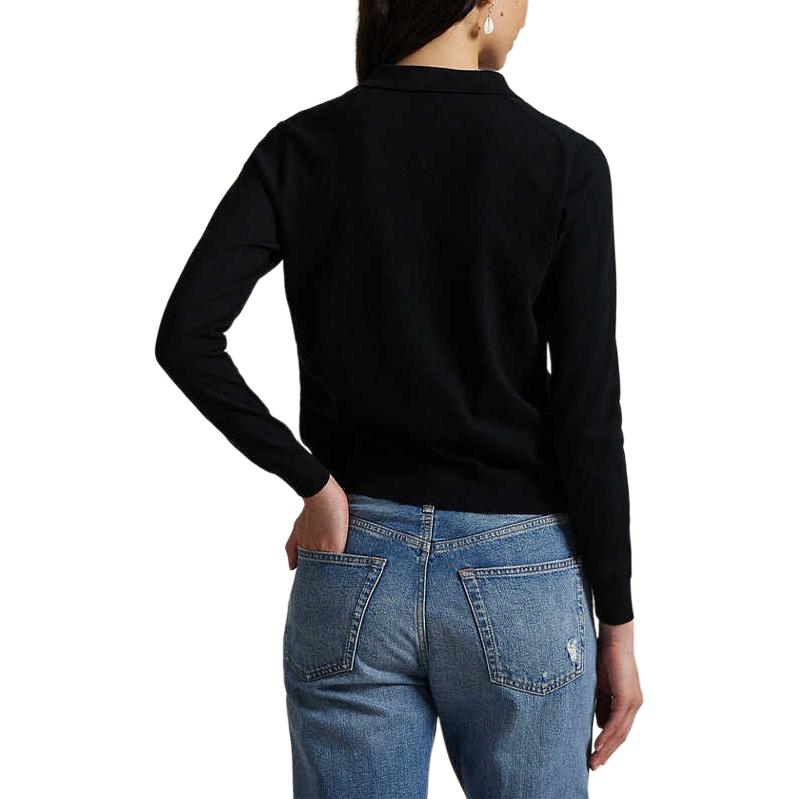 Polo Ralph Lauren FW25 Polo Button-Up Long Sleeve Knit Sweater Women Sweater Black WMPOSWENDW20437-001
