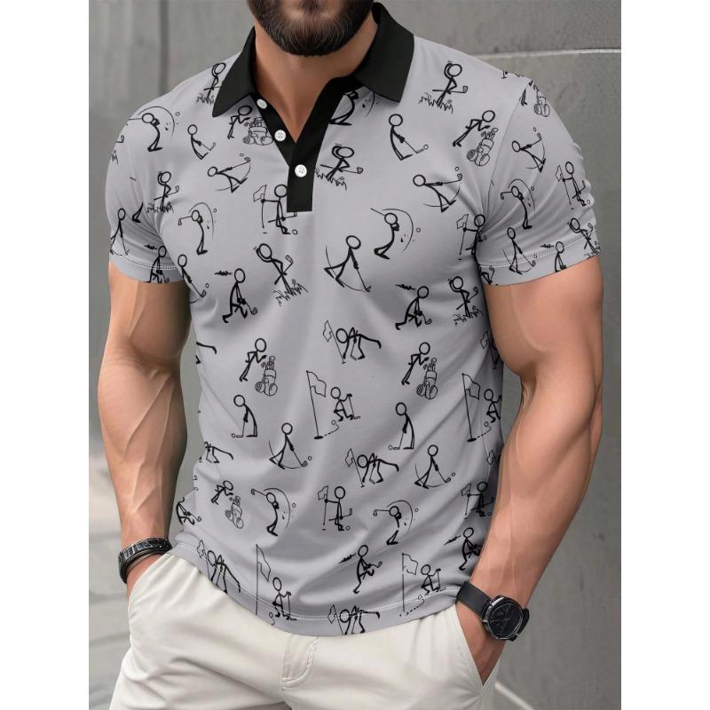 2026 Summer New Style Men's Short-Sleeved Polo Shirt With 3D Pattern Printing - Street Casual Fashion Style Shirts for Men