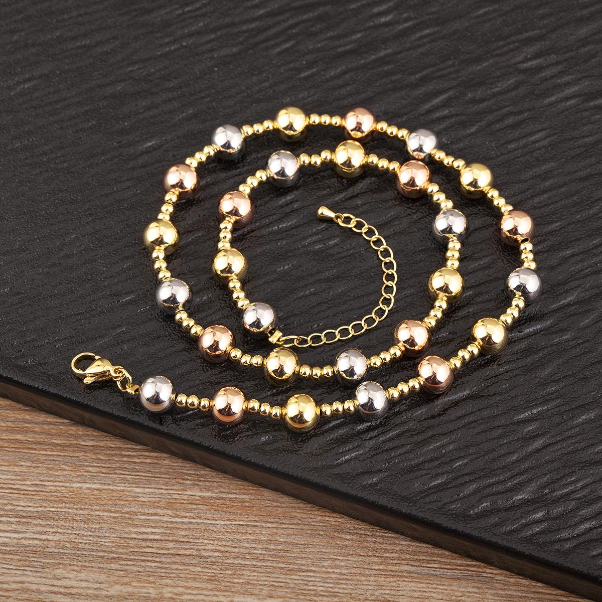 

Nidin Hot Sale 6mm/8mm Beads Chain Necklace 3 Colors For Women Fashion Female Punk Style Jewelry Wholesale Accessories Gifts