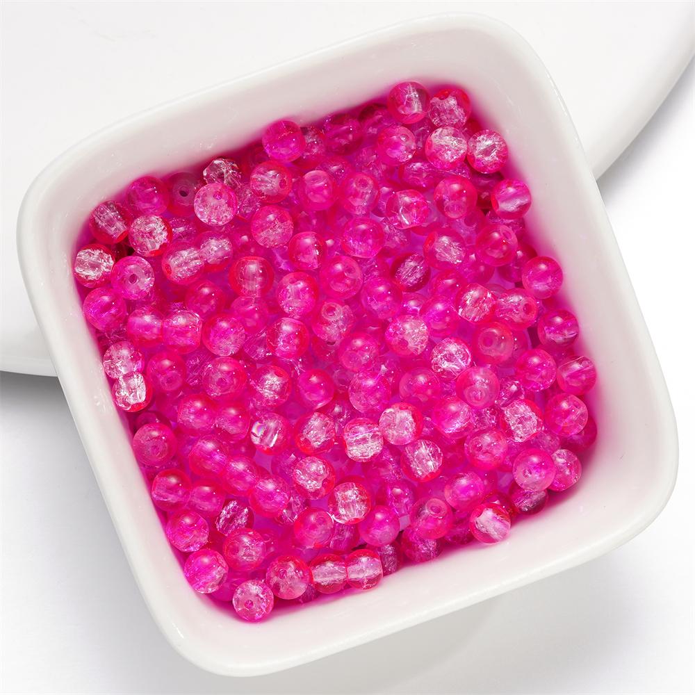 A String 4mm Double Color Round Cracking Glass Beads Necklace Loose Beads For DIY Jewelry Making Bracelet Handmade Accessories