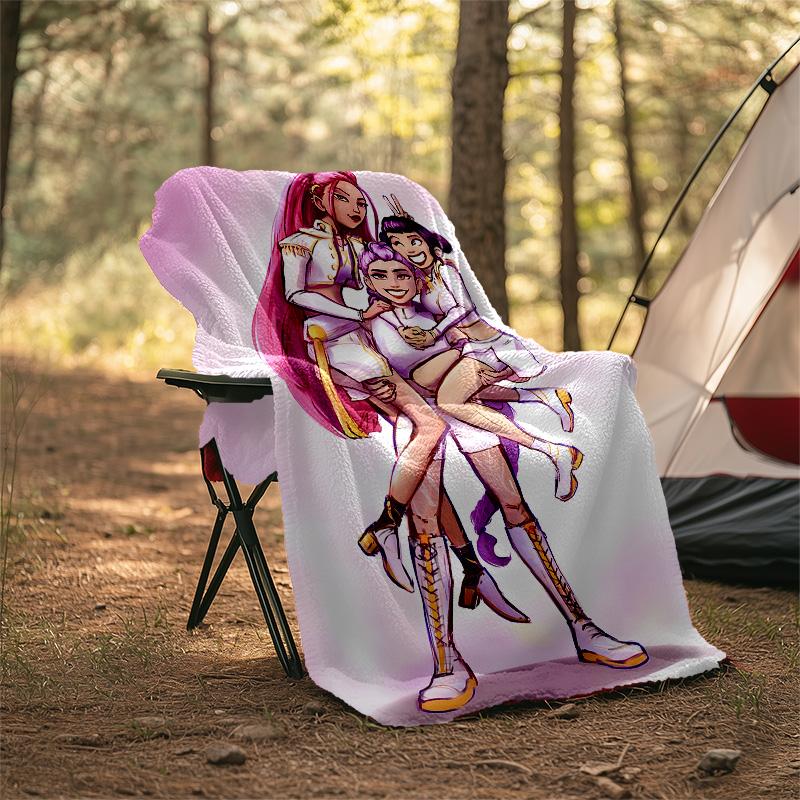 1pc KPop8 Theme Blanket - Digital Print, Polyester, Cozy for All Seasons, Perfect for Outdoor, Camping, and Travel