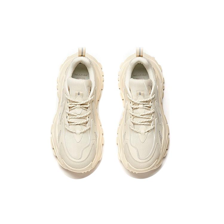 New Anta Hot Cushioning Slip Resistant Low Top Chunky Sneakers Women's Light Beige White 922048880-6