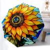 1pc Sunflower StainedGlass Automatic Folding Umbrella, Lightweight Retractable Compact Travel Umbrella, 8-Rib Sturdy Frame100