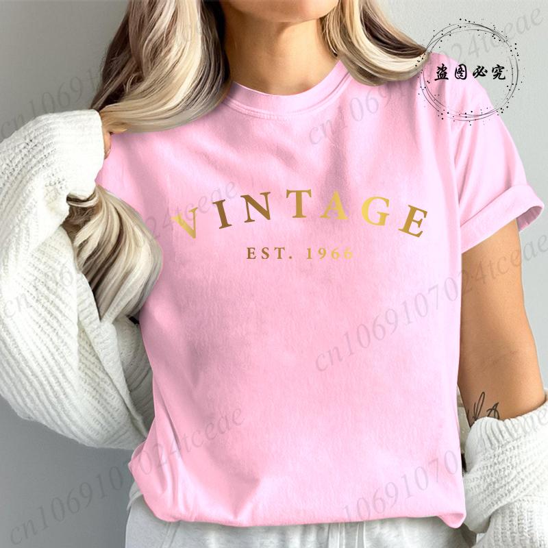 

Summer Fashion Womens Tshirt Limited Edition 1966 Graphic Print Vintage Est 1966 Birthday Ladies Tee Female Shirt Top TP01 4XL