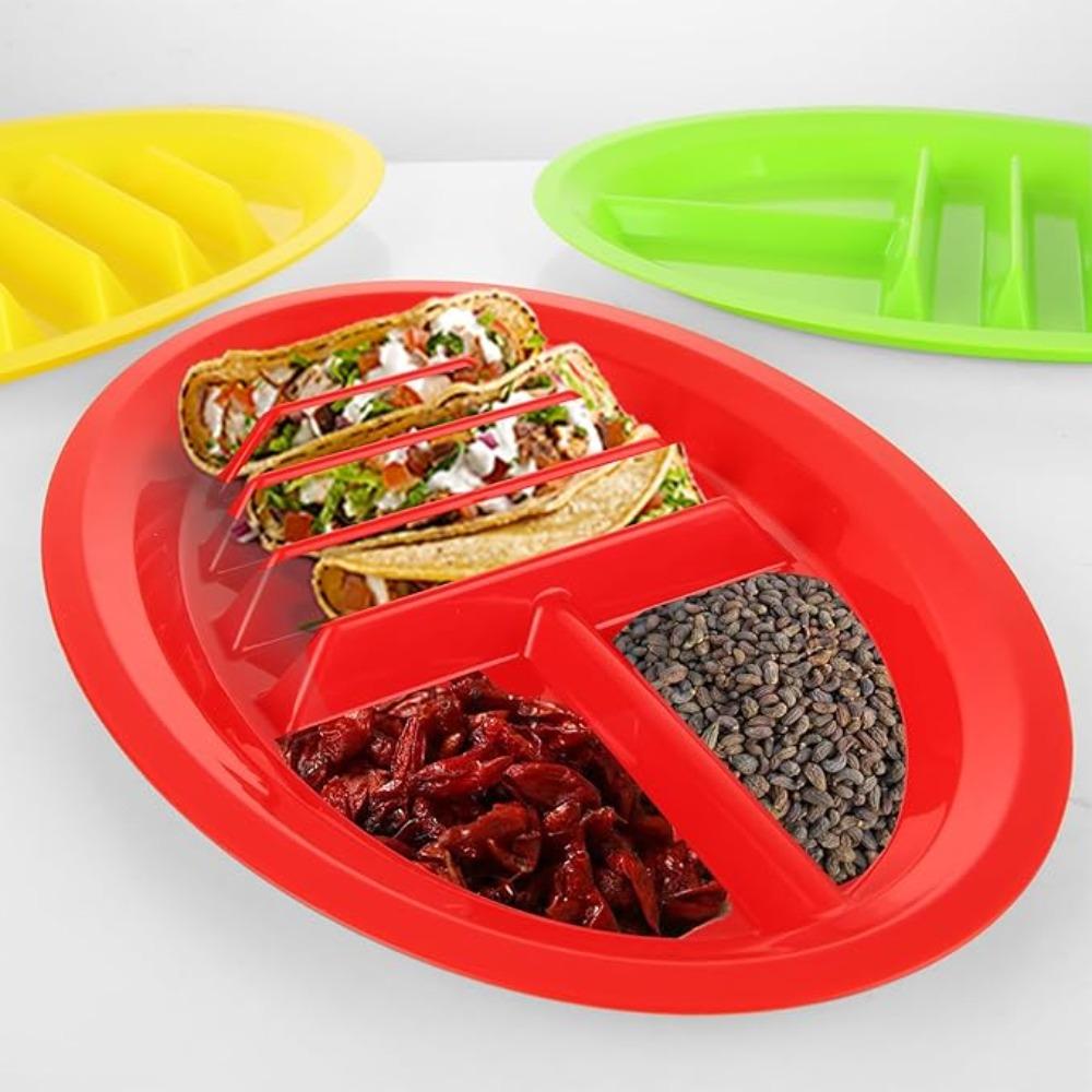 2pcs Divided Taco Serving Tray Oval Taco Holder Divider Plates Taco Plate  Snack